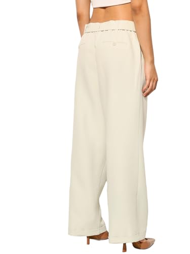 ONLY Women Loose Fit High-Rise Green Pants with Belt