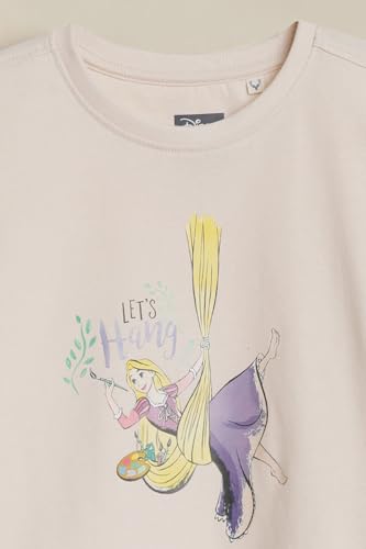 Girls Beige Graphic Print Casual T-Shirt
