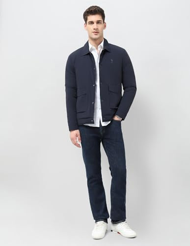 U.S.Polo Association Men's Solid Regular Fit Jacket (USJCK001C_Navy_S)