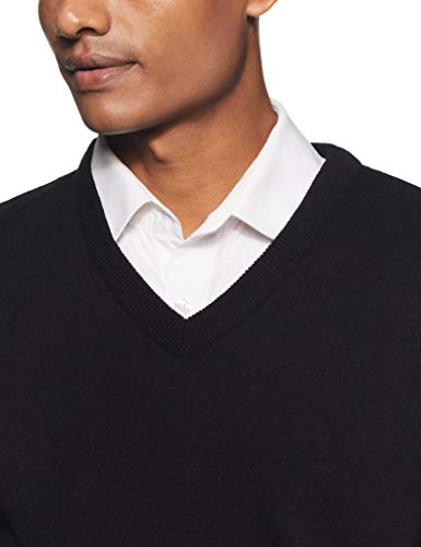 Amazon Brand - Symbol Men's Acrylic V-Neck Sweater (SWR-50_Black_Medium_Black_M)