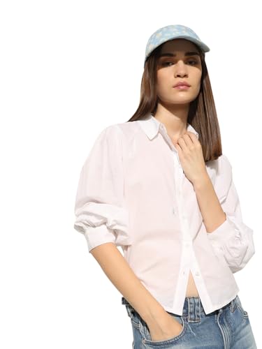 ONLY Women's Solid Regular Fit White Shirt