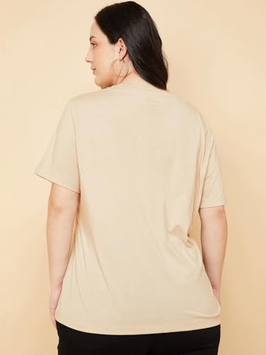 Max Women Solid T-Shirt (Beige_6XL)