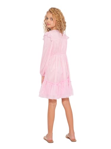 VERO MODA Girls Pink Mesh Printed Dress