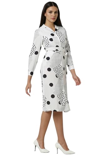 Van Heusen Women's Polyester Modern Knee-Length Dress (VWDRFRGHT67592_White