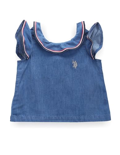 U.S. POLO ASSN. Girls Sleeveless Rufflle Top Indigo