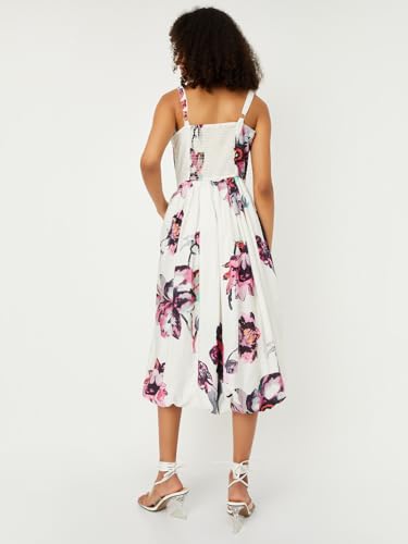Max Women Floral Print Midi Dress (Off White_L)
