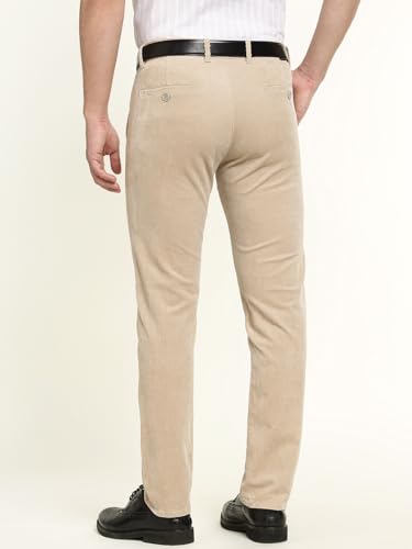 Hancock Men Cotton Solid Slim Fit Trousers Grey Size 30, Comfortable Stretch Waistband, Machine Washable Easy Care Fabric, Durable Fabric with a Tailored Finish