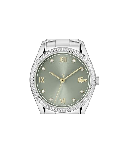 Lacoste Parisienne Qtz Basic Green Round Dial Women's Watch|Stainless Steel Material|Silver Color Band - 2001421