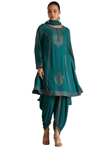 Soch Women's Georgette Salwar Suit Set (OWS5CD21926_Teal