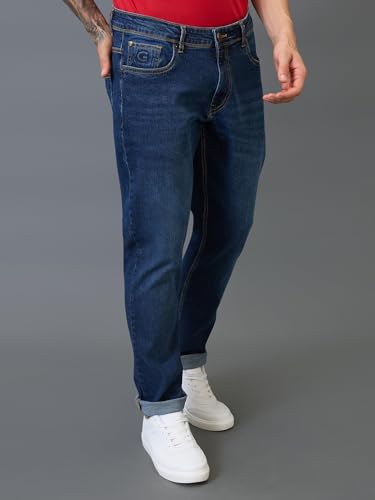 Giordano Men Mid Blue Cotton Regular Fit Mid-Rise Jeans