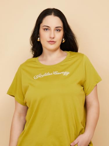 Max Women Embroidered T-Shirt (Green_6XL)