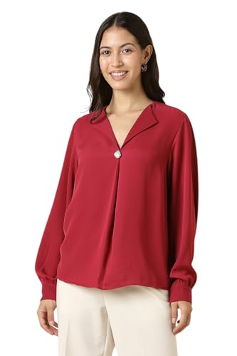 Women Red Solid Formal Top