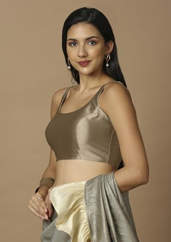 SALWAR STUDIO Women's Beige Solid Saree Blouse-RI-0031-BIGE-38