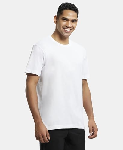 Jockey Men's Regular Fit Round Neck Half Sleeved T-Shirt 2714_White_L