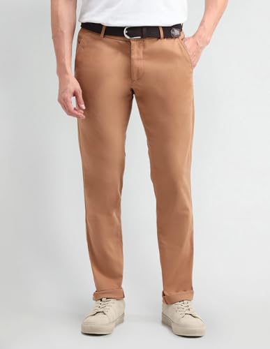 Arrow Men's Solid Slim Fit Acrylic Casual Trouser