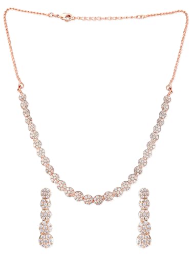 Rubans 22K Gold Polish AD Necklace set For Women