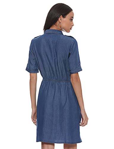 United Colors of Benetton Women's Synthetic A-Line Midi Casual Dress (21P4LY1E4510I_Navy_XL)