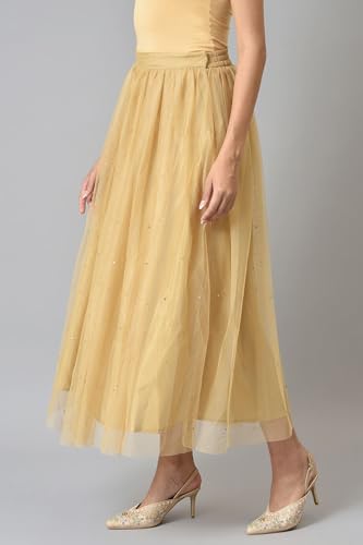 W for Woman Gold Sequins Mesh Skirt_22AUW50471-218220_S