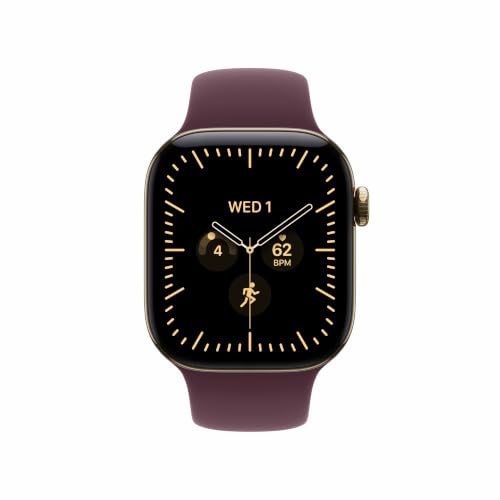 Apple Watch Series 12 GPS + Cellular 42mm Smartwatch | Radiant Gold Titanium Case, Burgundy Sport Band - M/L. Health + Fitness + Sleep Tracking, Heart Rate, Safety