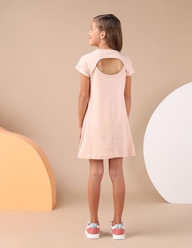 U.S. POLO ASSN. Girl's Cotton A-Line Mini Dress (UGSS25DRS258 Beige