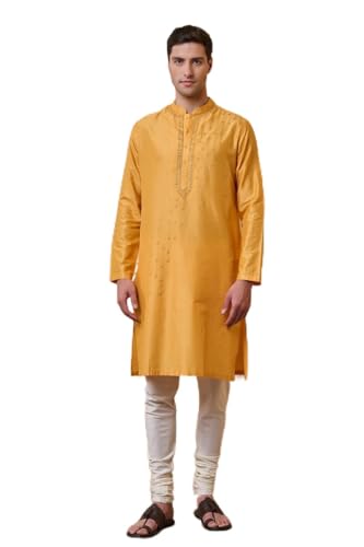 TASVA Yellow All Over Floral Embroidered Kurta Set| Size: 3XL