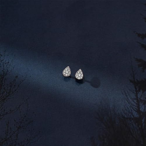 CaratLane 9 KT Yellow Gold Shimmering Pear Diamond Stud Earrings for Women