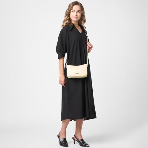 Caprese Carol Medium Sling Bag for Women with Adjustable Strap & Zipper Closure for Comfortable Wear | Versatile Handbag for Everyday Use, Travel, and Special Occasions (Off-White)