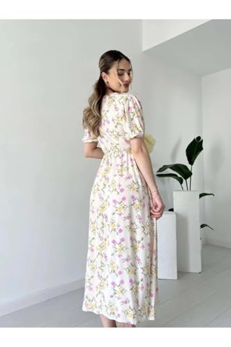 Pimu Rayon Fit and Flare Below The Knee One Piece Dresses for Women | Dress (in, Alpha, 2XL, Regular, Toddler Girls, White)