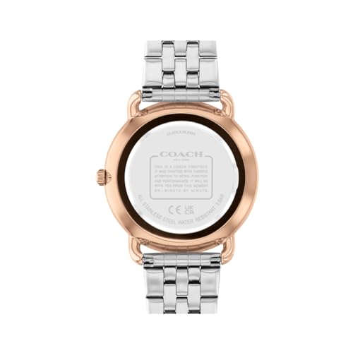 Coach Elliot Qtz Basic Silver White Round Dial Women's Analog Watch|Ionic Plated Rose Gold Steel Material|Gold Color Band - 14504293