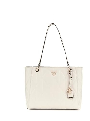 GUESS Off White Quilted Aldina Noel Tote Bag
