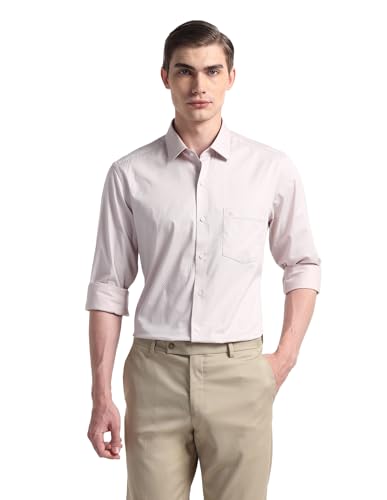 Arrow Mens Pink Geometric Full Sleeve Cotton Fitted Shirt (ARAISH0277_Pink_)