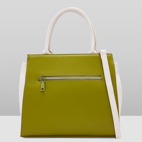 Caprese Donna Medium Satchel Bag for Women with Adjustable & Detachable Strap and Multiple Compartments | Versatile Shoulder, Crossbody & Handheld Bag for Work, Travel, and Everyday Use (Olive)