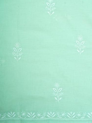 Ada Hand Embroidered Lucknowi Chikankari Unstitched Chanderi Dress Material Suit Piece with Dupatta for Women 01A773781 Celadon Green