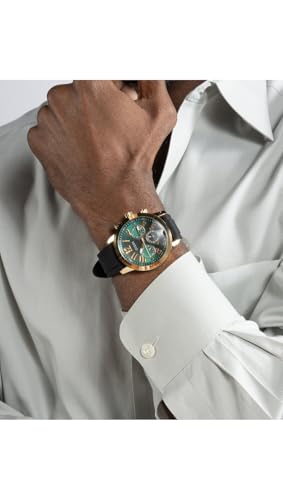 GUESS Men's Silicone Analog Green Dial Black Band Watch-Gw0708G2