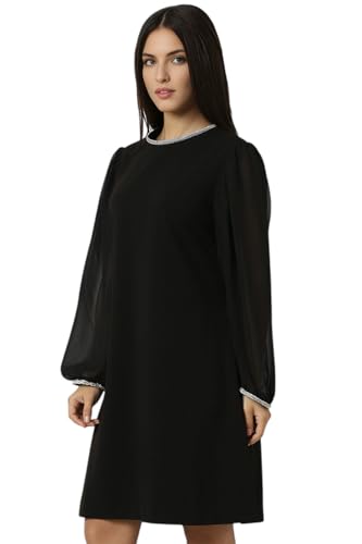 Van Heusen Women's Polyester Modern Knee-Length Dress (VWDRERGFB63650_Black