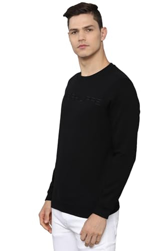Louis Philippe Men Casual Black Solid Sweatshirt