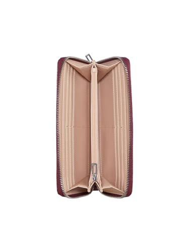 Guess Oxblood Textured Zipper Abbas Large Zip Around Wallet