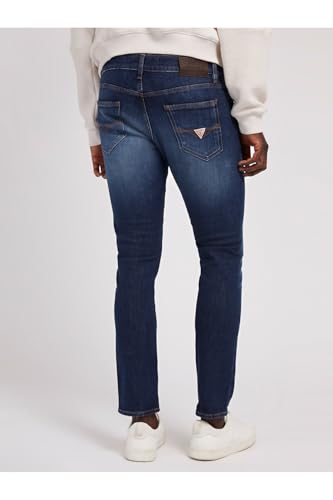GUESS Men's Blue Solid Mid-Rise Skinny Leg Jeans