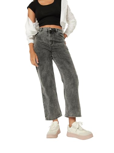Max Women Washed Straight Fit Jeans (Black_32)