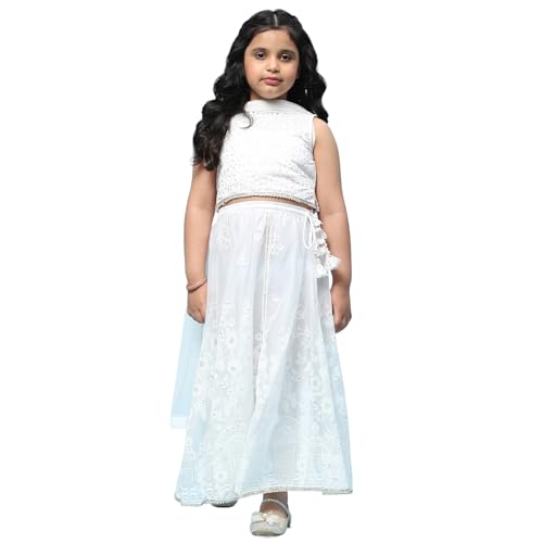 BIBA Girls PRINTED STRAIGHT KID(KWWHITE BLOOMS5769_WHITE_15)