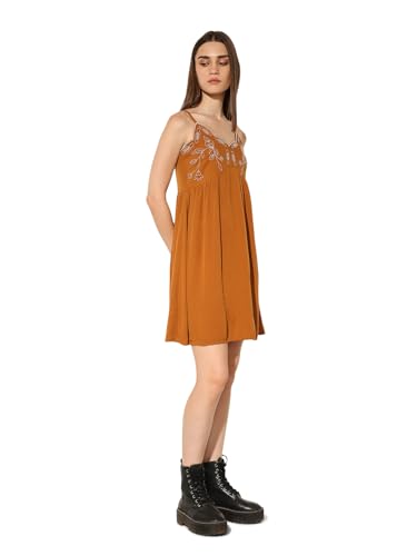 ONLY Women's Fit and Flare Brown Dress