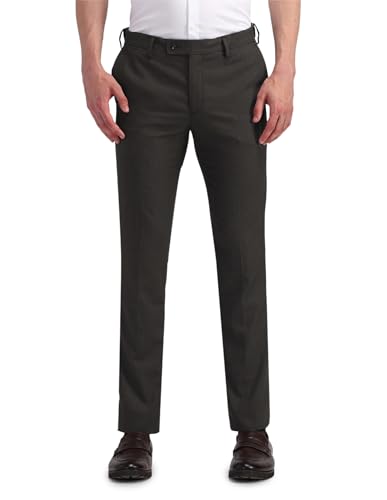 Arrow Mens Solid Grey Mid Rise Cotton Button Fitted Flat Front Slant Pocket Casual Pants (ARAITR2045_Grey_)