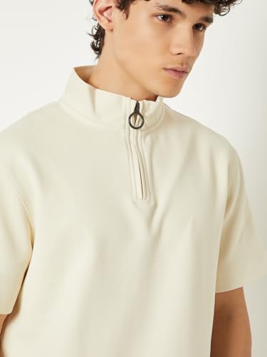 Max Men Knitted Athleisure T-Shirt(Beige_S)