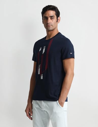 Arrow Sport Men's Regular Fit T-Shirt (ASAEOTS5118_Navy