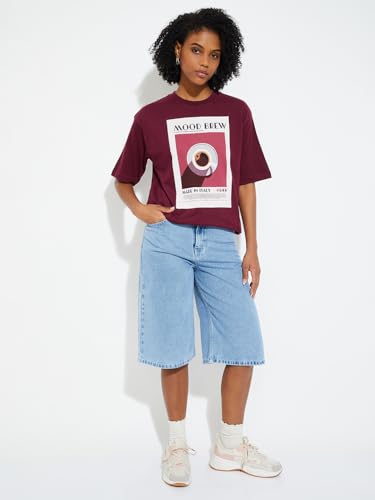 Max URB_N Women Oversized Printed T-Shirt (Red_M)