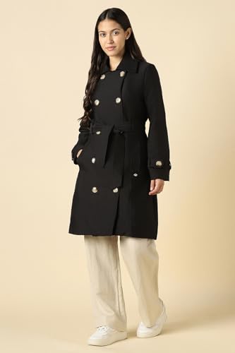 Women Black Solid Casual Jacket