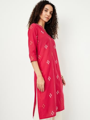 Max Women's Cotton Regular Kurta (PEPKFE24SE_Pink