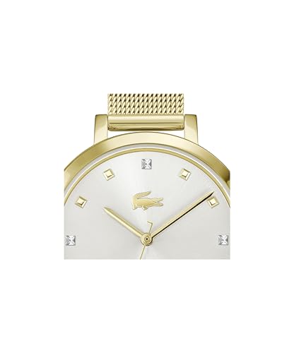 Lacoste Riga Women's 3H Quartz Watch, Stainless Steel, Water Resistant Up to 5ATM/50 Meters - Minimalist Elegance - Premium Fashion Timepiece - Gift for Her - 34mm, Gold Plated