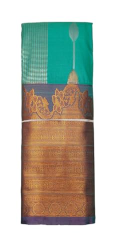VFCollections Women's Kanchipuram Silk Saree with Rich Royal Golden Zari and Traditional Border – With Blouse (VFC682-8)