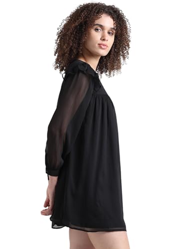 ONLY Women Solid Polyester Above Knee Black Dress